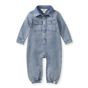Acid Wash Organic Baby Boy Jumpsuit - Flint